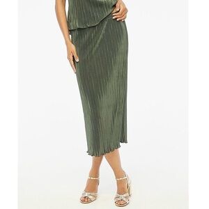 J. Crew Factory Plissé Slip Skirt in Spanish Moss Size Petite Large